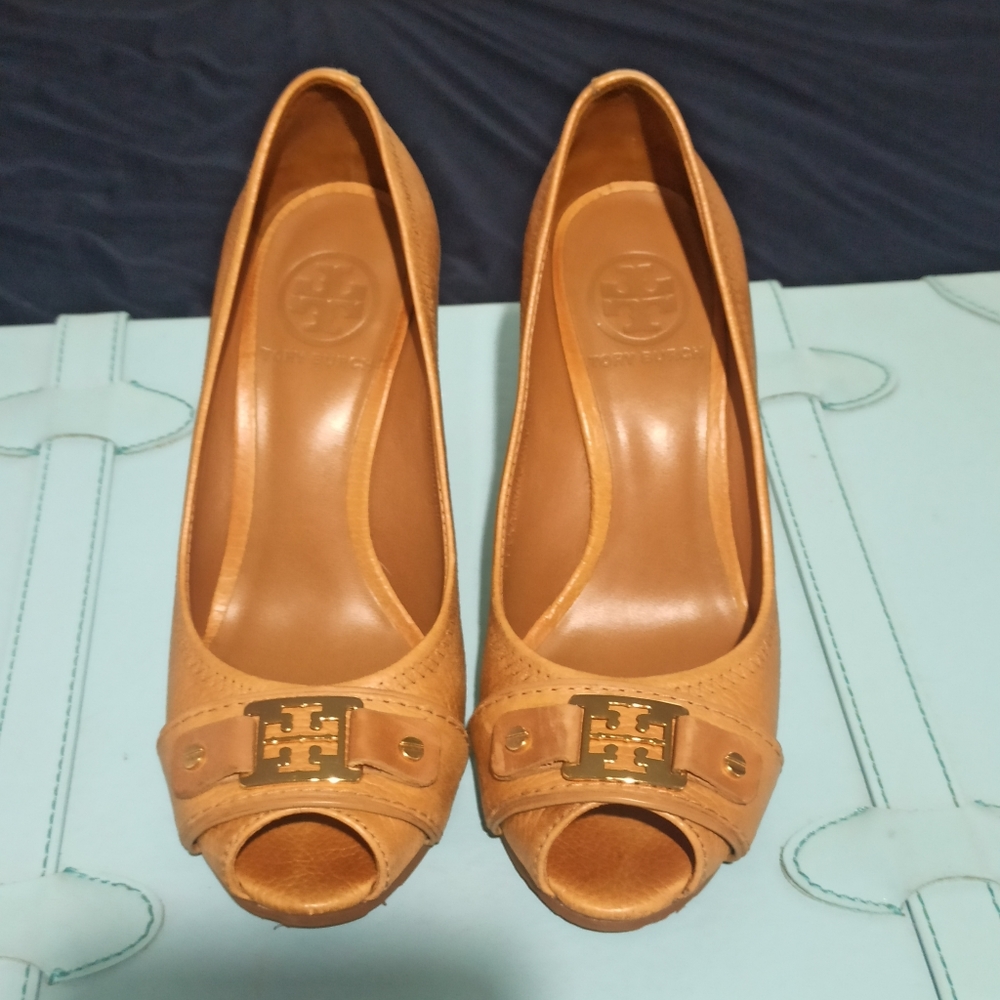 Tory Burch leather wedge pumps